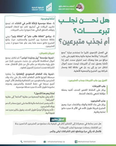 ‎⁨هل نحن نجلب تبرعات ؟ ام نجذب متبرعين ؟⁩